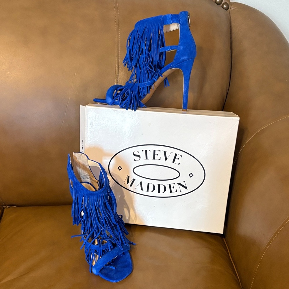 Steve Madden Vibrant Blue Fringe Heels